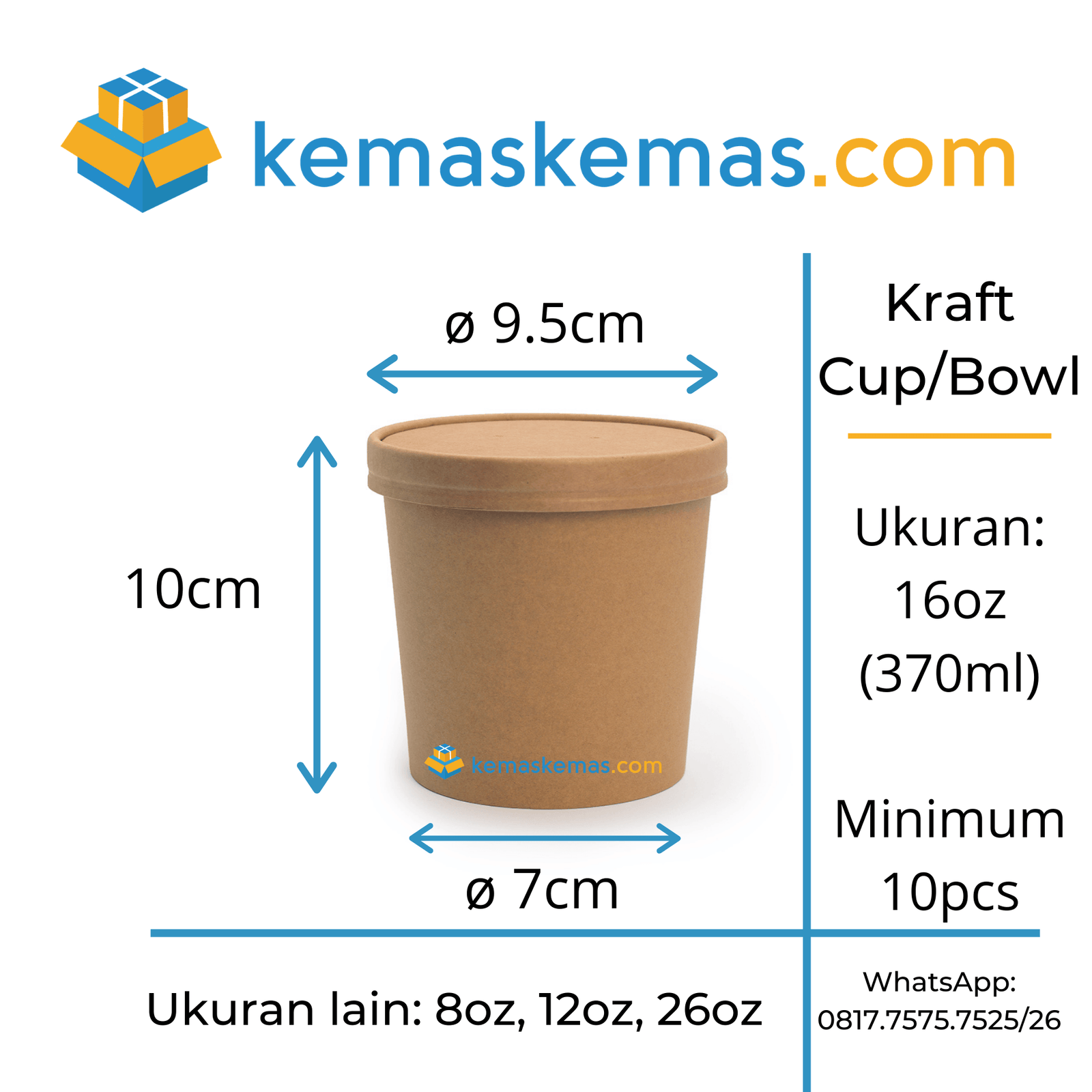 kraft paper cup 16oz brown food grade soup cup lid