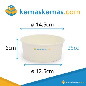 paper bowl food grade 25oz dengan lid penutup soup bowl