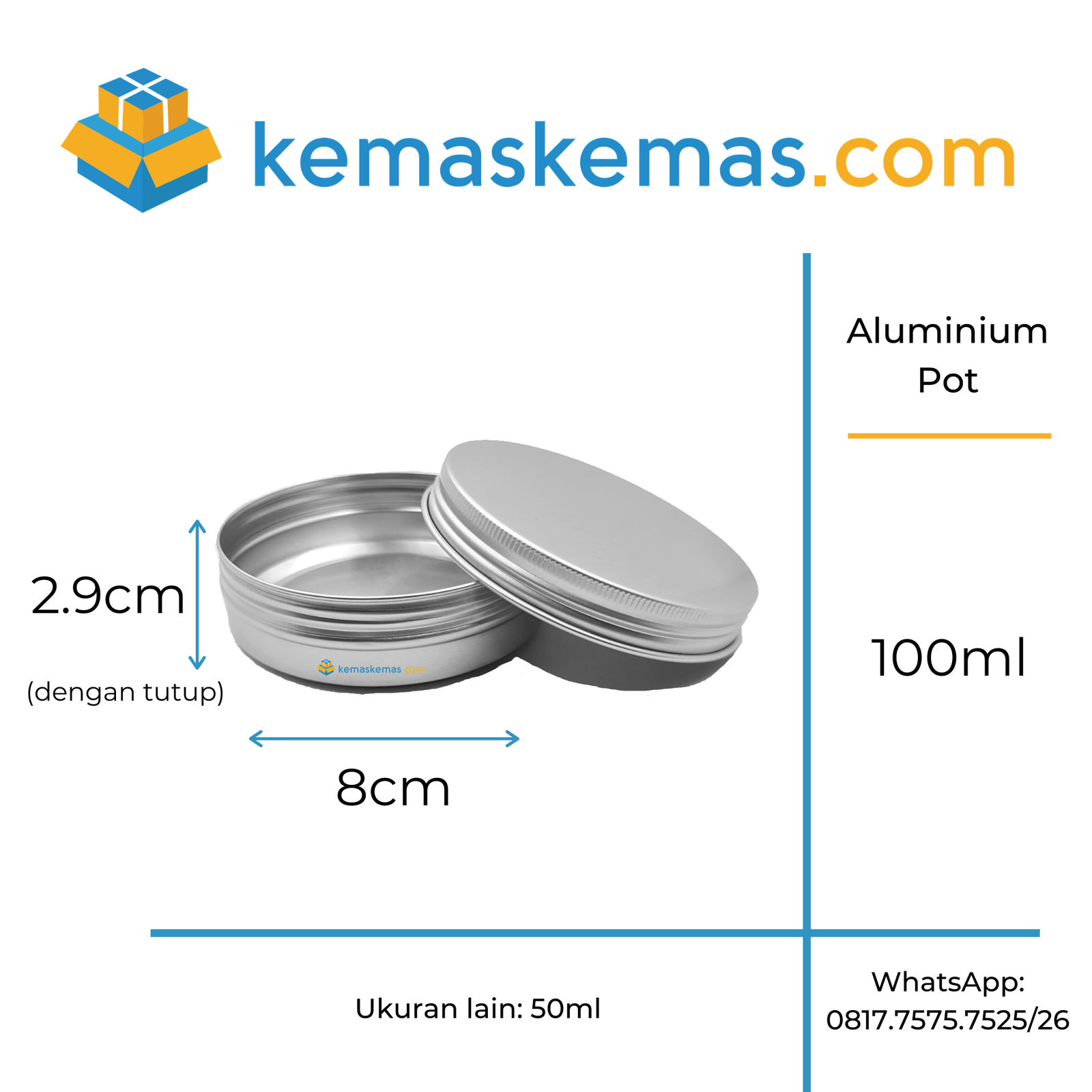 pot jar aluminium 100ml jar kaleng alumunium