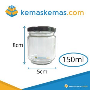 150ml Botol Kaca Round Jar Kaca Bulat Jar Saffron + Tutup
