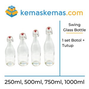 Botol Kaca Swing Bottle Round Premium + Tutup