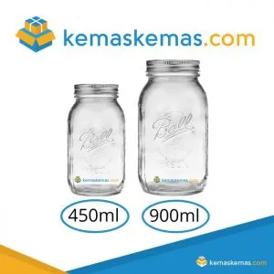 Mason jar toples kaca bulat dengan tutup aluminium kemasan food grade