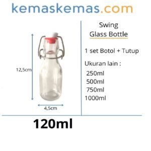 120ml Botol Kaca Swing Bottle Premium Round + Tutup Merah Putih