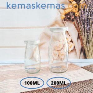 Botol Jar Kaca Puding Tinggi Selai / Madu / Susu + Tutup Lid Plastik