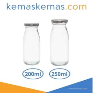 Botol Kaca Jus + Tutup | Glass Milk Bottle | Botol Sirup Kaca