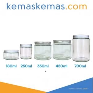 Botol Toples Kaca Round / Jar Kaca Bulat + Tutup Aluminium