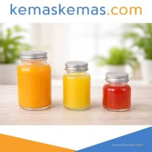 Botol kaca Madu Chubby Versi Pendek Tutup Alumunium / Botol Susu / Botol Madu / Jus