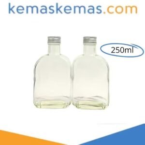 Botol Kaca Whiski 250ml Leher Tinggi/Glass Bottle Whiski Clear