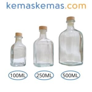 Botol Kaca Liquor Square  + Tutup Sumbat Bambu