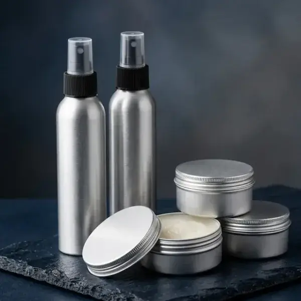 Pot aluminium dan botol spray untuk pomade parfum kosmetik