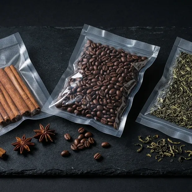 Vacuum bag kemasan kopi rempah teh untuk brand F&B artisan